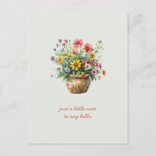 Denken aan u pot van wilde bloemen briefkaart (Voorkant)