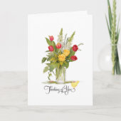 Denken aan u Rozen en Tulip Flower Bouquet Kaart (Voorkant)