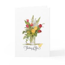 Denken aan u Rozen en Tulip Flower Bouquet