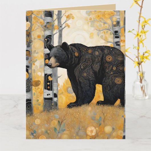 Denken aan u Schattige Beer knuffel Kaart (Gele Bloem)