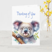 Denken aan U Schattige Koala Beer Dier Natuur Kuns Kaart (Gele Bloem)