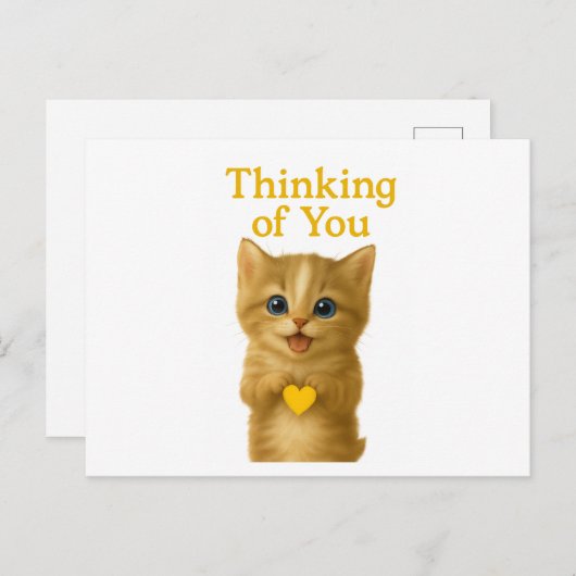 Denken aan u Schattigee Kitten Kaart (Voorkant / Achterkant)