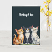 Denken aan U Schattigee Kleine Kat Kittens Kaart (Gele Bloem)