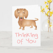 Denken aan u teckel puppy hond notitie Kaart (Gele Bloem)