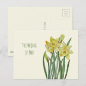 Denken aan u Waterverf Daffodils Illustratie Briefkaart (Voorkant / Achterkant)