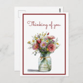 Denken aan u Waterverf Daisies in een pot Briefkaart (Voorkant / Achterkant)