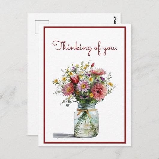 Denken aan u Waterverf Daisies in een pot Briefkaart (Voorkant / Achterkant)