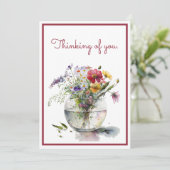 Denken aan u Waterverf madeliefjes in een glazen v (Staand voorkant)