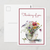 Denken aan u Waterverf madeliefjes in een glazen v Briefkaart (Voorkant / Achterkant)