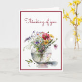 Denken aan u Waterverf madeliefjes in een glazen v Kaart (Gele Bloem)