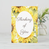 Denken aan U  Waterverf Zonnebloem Feestdagenkaart (Staand voorkant)