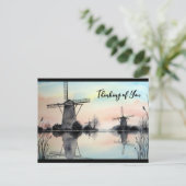 Denken aan u Windmolens op Dawn Waterverf Briefkaart (Staand voorkant)
