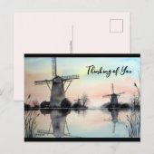Denken aan u Windmolens op Dawn Waterverf Briefkaart (Voorkant / Achterkant)