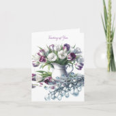 Denken aan u witte pitcher van tulpen Kaart (Voorkant)
