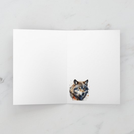 Denken aan U Wolf Waterverf Animal Fan Kaart (Binnen)