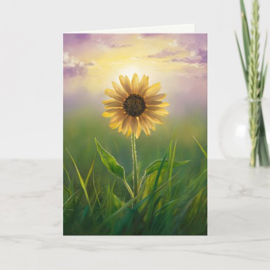 Denken aan u Zonnebloem in Green Meadow Kaart (Voorkant)