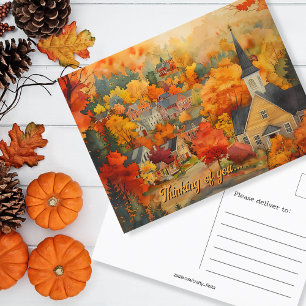 Denken aan uw aangepaste Herfst Engels Stad Briefkaart