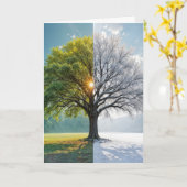 Denken aan uw eikenboom in twee seizoenen kaart (Gele Bloem)
