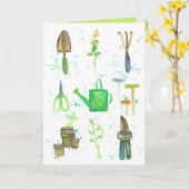 Denken aan uw favoriete tuinier gereedschap kaart (Gele Bloem)