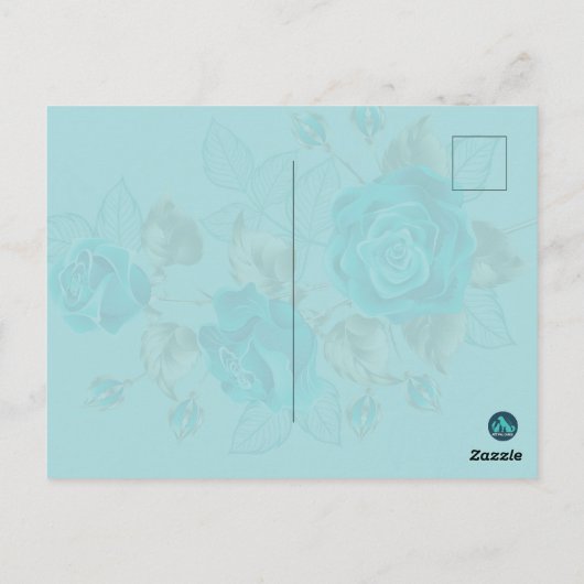 Denken aan uw kat met turquoise Rozen Briefkaart (Achterkant)