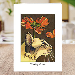 Denken aan You Cat Sinaasappel Poppies Custom Gevo Kaart
