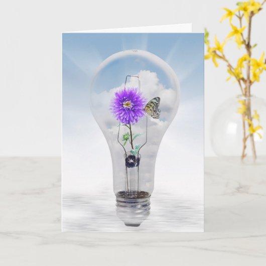 Denken aan You Flower Bulb Kaart (Gele Bloem)