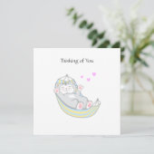 Denken aan You Kitty Kat met Hart in Hangmat C Kaart (Staand voorkant)