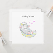 Denken aan You Kitty Kat met Hart in Hangmat C Kaart (Voorkant / Achterkant in situ)