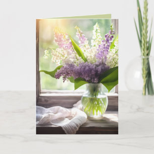 Denken aan You Lily van The Valley en Lilacs Kaart