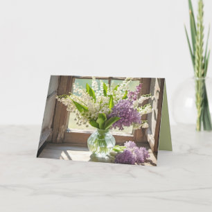 Denken aan You Lily van The Valley en Lilacs Kaart