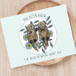 Denken aan You Otters Briefkaart<br><div class="desc">Leg het hart van je dierbaren vast met ons schattige denken aan je briefkaart, met twee vriendelijke otters en de slimme zin: "Jij otter weet dat ik aan je heb gedacht." Ontworpen voor die doordachte momenten, is deze kaart perfect voor het verzenden naar vrienden die je hebt gemist, en voegt...</div>