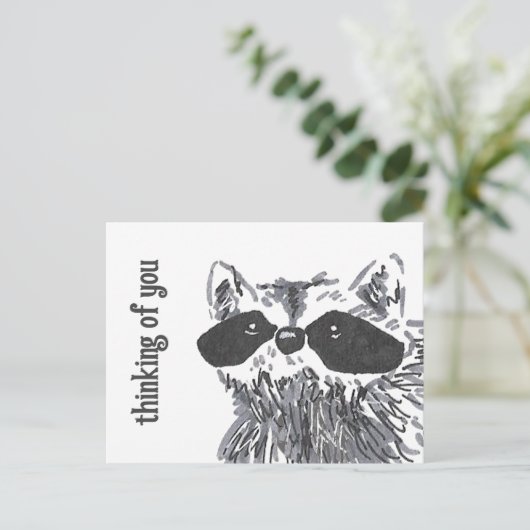 Denken aan You Woodland Schattigee wasbeer Briefkaart (Staand voorkant)