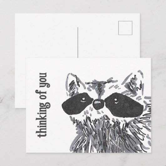 Denken aan You Woodland Schattigee wasbeer Briefkaart (Voorkant / Achterkant)