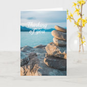 Denken aan Zen Natuurstenen Eenvoudige Sympathie Kaart (Gele Bloem)