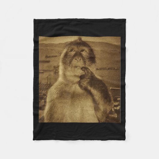 Denken Aap Meme Vintage Retro Fleece Deken (Voorkant)