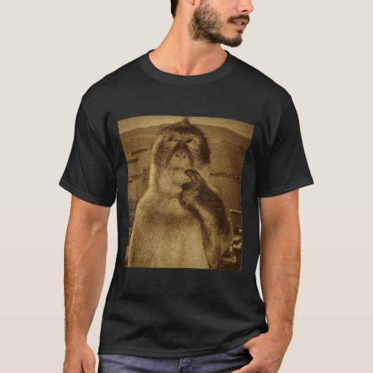 Denken Aap Meme Vintage Retro T-shirt (Voorkant)