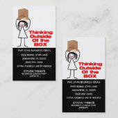 Denken buiten de doos Cartoon Visitekaartje (Voorkant / Achterkant)