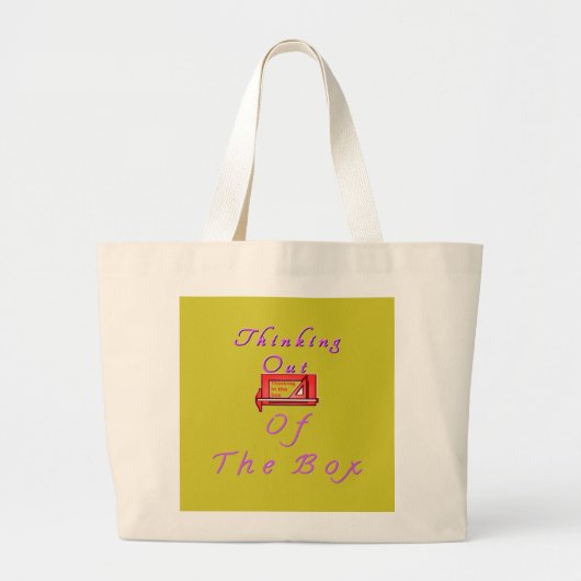 Denken buiten de doos Ontwerp Grote Tote Bag (Voorkant)