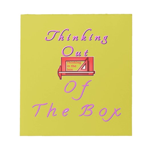 Denken buiten de doos Ontwerp Notitieblok (Voorkant)