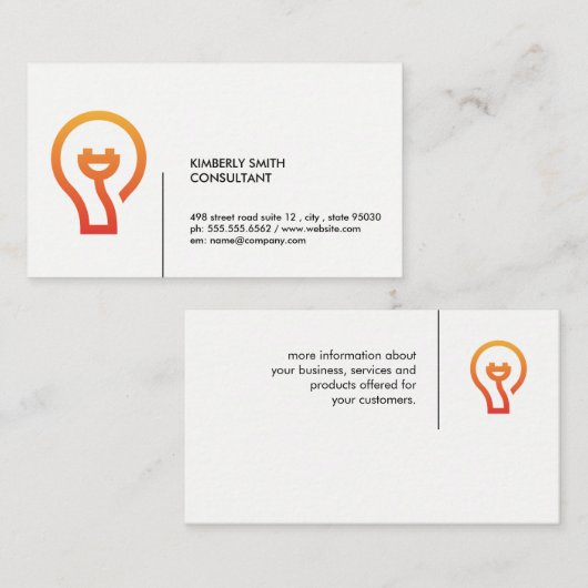 Denken Gloeilamp Plug Icon Visitekaartje (Voorkant / Achterkant)