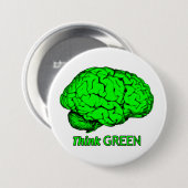 DENKEN GROEN RONDE BUTTON 7,6 CM (Voorkant /achterkant)