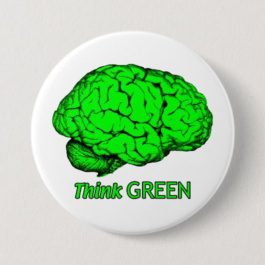 DENKEN GROEN RONDE BUTTON 7,6 CM (Voorkant)