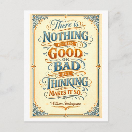 "Denken maakt het zo" Shakespeare Briefkaart (Voorkant)