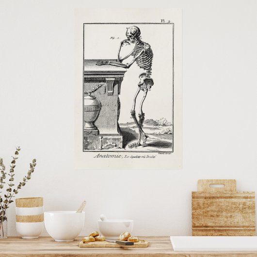  denken menselijk skelet Medische anatomie Poster (Keuken)