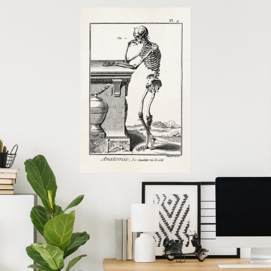  denken menselijk skelet Medische anatomie Poster (Thuiskantoor)