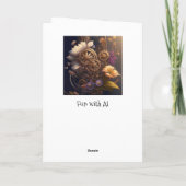 Denken over jou Steampunk Gears and Flowers Kaart (Achterkant)