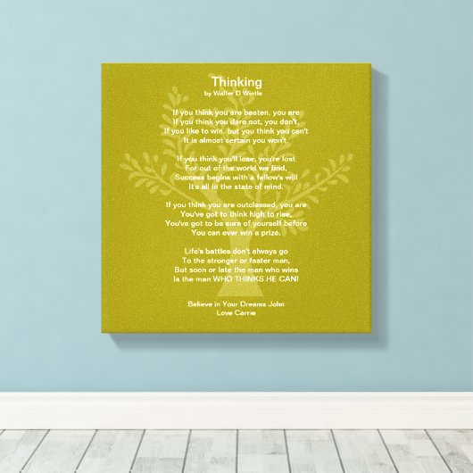 Denkend aan een Inspirerend gedicht, Canvas Afdruk (Insitu (Houten vloer))