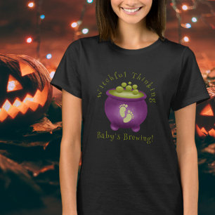Denkend aan Hekserij, Baby Brouwt Paarse Halloween T-shirt