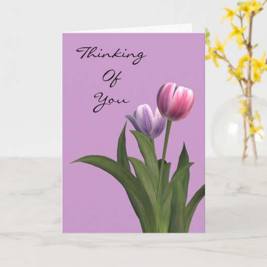 Denkend aan je gevoelens condoleert Pastel Tulp Kaart (Gele Bloem)