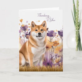 Denkend Aan Jou Akita Hond Bloemen Kaart